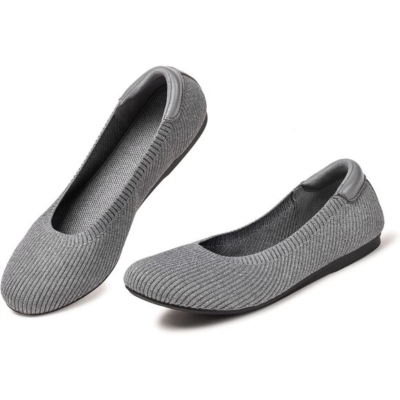 Frank Mully Women’s 6012grey Knit Fabric Round Toe Slip On Ballet Flat Shoes - Picture 7 of 7